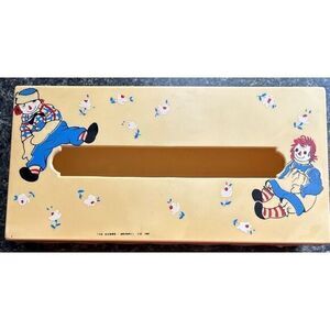 Vintage  Raggedy Ann and Andy Tissue Box Holder Bobbs‎ Merrill Co No Cracks